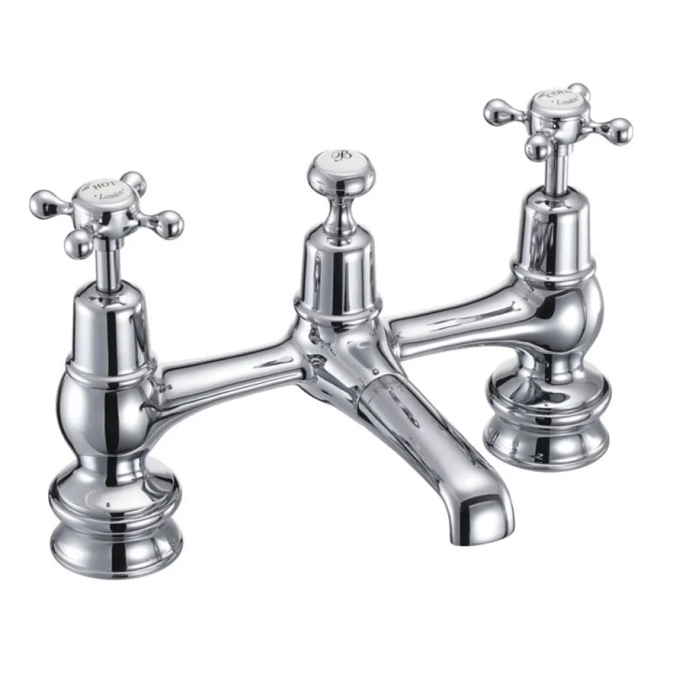 Burlington Claremont Bridge Basin Mixer Tap with Swivel Spout & Waste