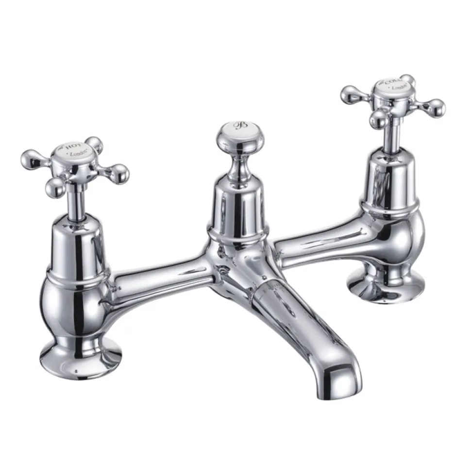 Burlington Claremont Bridge Basin Mixer Tap with Swivel Spout & Waste