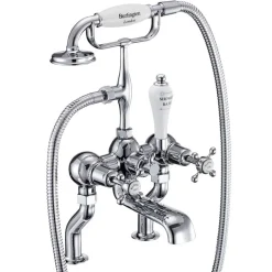 Burlington Claremont Deck Mounted Bath Shower Mixer with Straight Valves