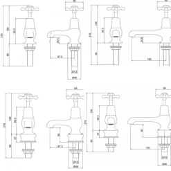 Burlington Claremont 5 Inch Basin Pillar Taps
