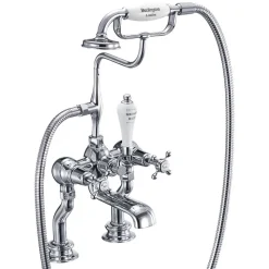 Burlington Claremont Regent Tall Deck Mounted Bath Shower Mixer with Straight Valves