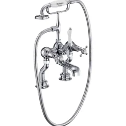 Burlington Claremont Regent Tall Deck Mounted Bath Shower Mixer with Straight Valves