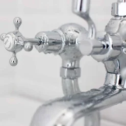 Burlington Claremont Regent Tall Deck Mounted Bath Shower Mixer with Straight Valves