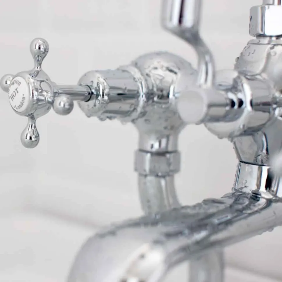 Burlington Claremont Regent Tall Wall Mounted Bath Shower Mixer with Straight Valves