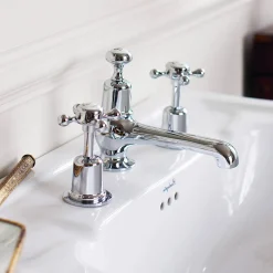 Burlington Claremont 3 Tap Hole Thermostatic Basin Mixer with Pop-Up Waste