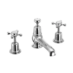 Burlington Claremont 3 Tap Hole Thermostatic Basin Mixer with Pop-Up Waste