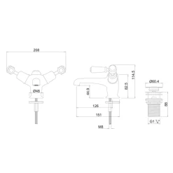 Burlington Kensington Basin Mixer Tap with High Central Indice & Waste