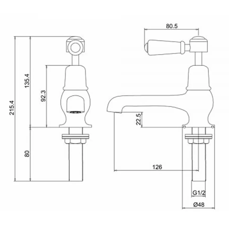 Burlington Kensington 5 Inch Basin Pillar Taps