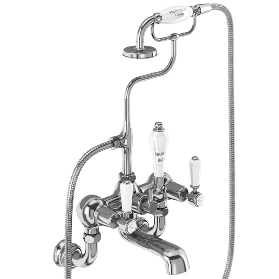 Burlington Kensington Regent Tall Wall Mounted Bath Shower Mixer with Straight Valves