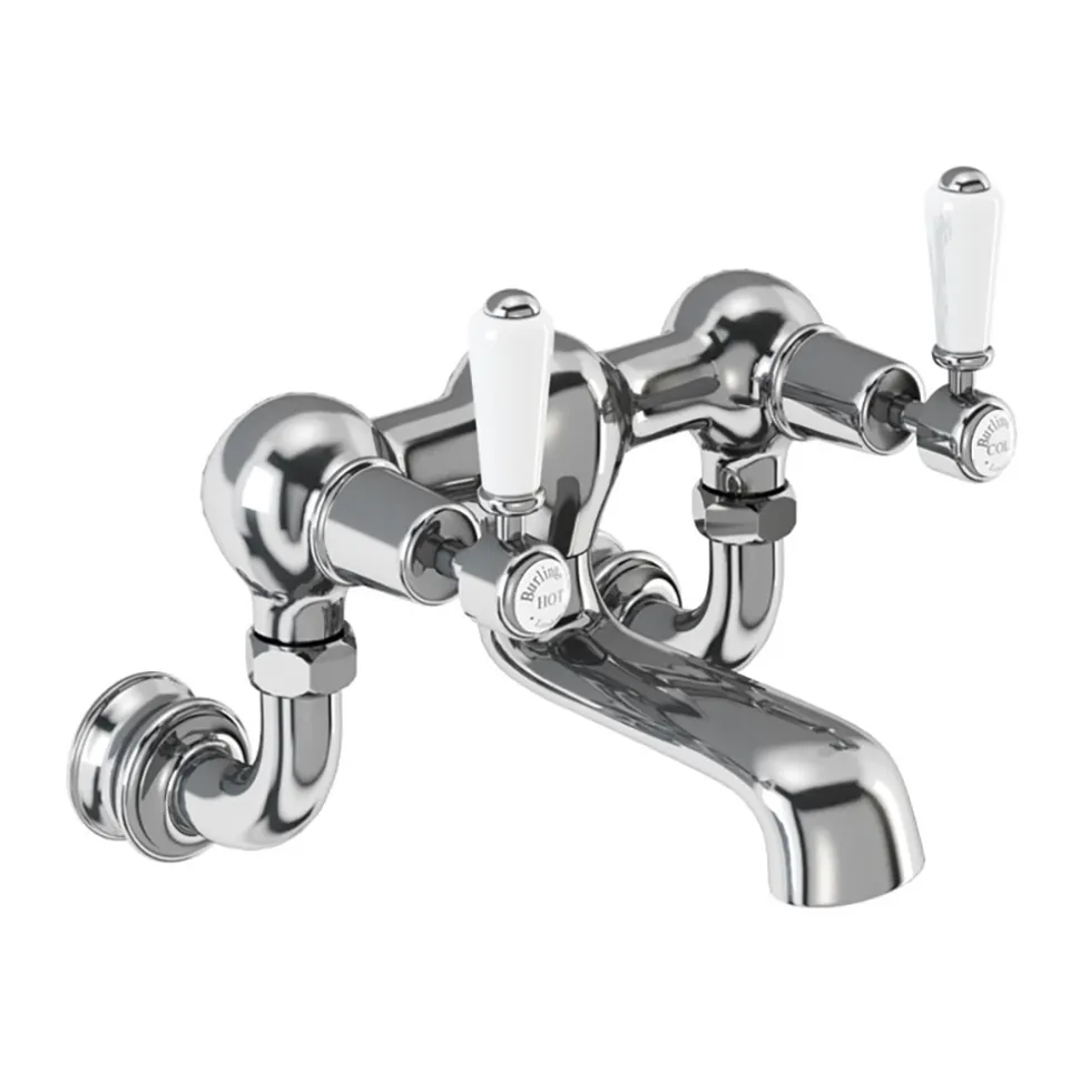 Burlington Kensington Regent Wall Mounted Bath Filler Tap with Straight Valves