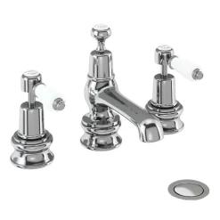 Burlington Kensington 3 Tap Hole Basin Mixer with Pop-up Waste