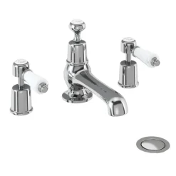 Burlington Kensington 3 Tap Hole Basin Mixer with Pop-up Waste