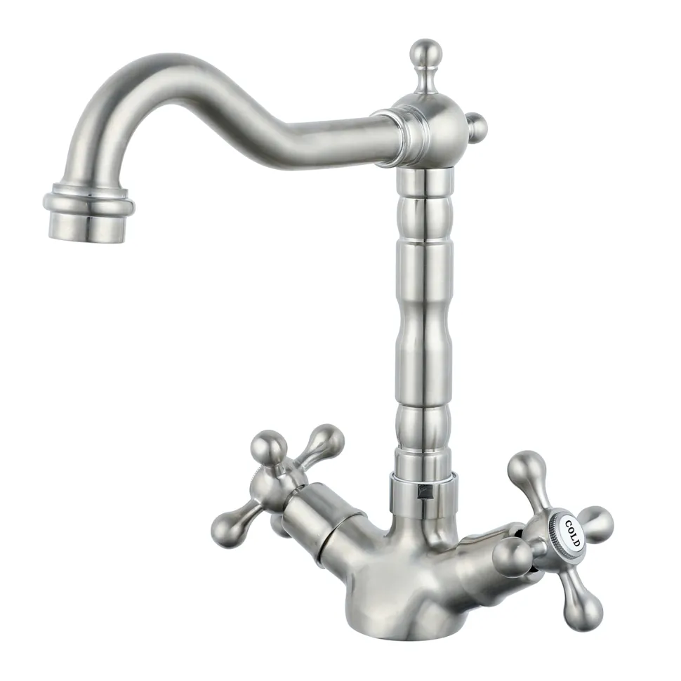 Butler & Rose Alba French Classic Traditional Mono Kitchen Sink Mixer - Brushed Nickel