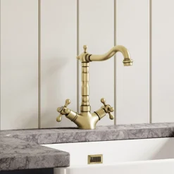 Butler & Rose Alba French Mono Kitchen Mixer - Antique Brass