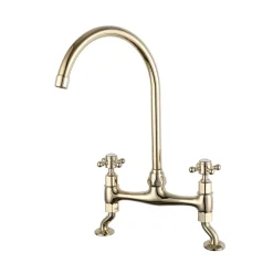 Butler & Rose Barbier Crosshead Kitchen Bridge Mixer Tap - Gold