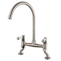 Butler & Rose Barbier Traditional Kitchen Bridge Mixer - Brushed Nickel