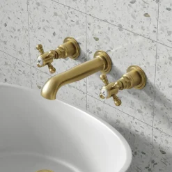 Butler & Rose Beatrice Brushed Brass Wall Mounted Basin Mixer Tap