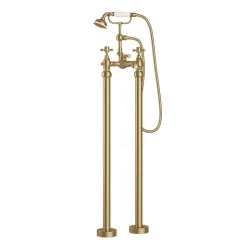 Butler & Rose Beatrice Brushed Brass Freestanding Bath Shower Mixer & Kit