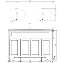Butler & Rose Beatrice 1200mm Floorstanding Double Basin Vanity Unit