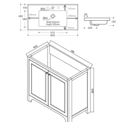 Butler & Rose Benedict 900mm Floorstanding Vanity Unit & Basin