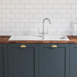 Butler & Rose 1.5 Bowl Ceramic Kitchen Sink and Butler & Rose Victoria Traditional Kitchen Mixer Tap