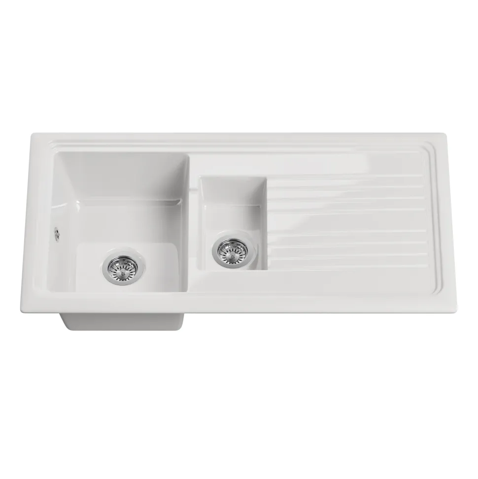 Butler & Rose 1.5 Bowl Ceramic Kitchen Sink and Butler & Rose Victoria Traditional Kitchen Mixer Tap