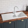 Butler & Rose 1.5 Bowl Ceramic Kitchen Sink and Vellamo Caspian Dual Lever Mono Kitchen Mixer