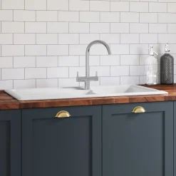 Butler & Rose 1.5 Bowl Ceramic Kitchen Sink and Vellamo Caspian Dual Lever Mono Kitchen Mixer