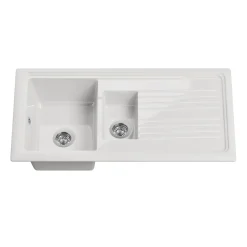 Butler & Rose 1.5 Bowl Ceramic Kitchen Sink and Vellamo Caspian Dual Lever Mono Kitchen Mixer