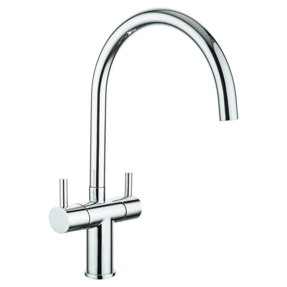 Butler & Rose 1.5 Bowl Ceramic Kitchen Sink and Vellamo Caspian Dual Lever Mono Kitchen Mixer