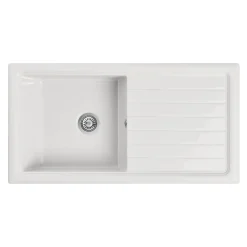 Butler & Rose 1 Bowl White Ceramic Kitchen Sink with Reversible Drainer - 1010 x 525mm