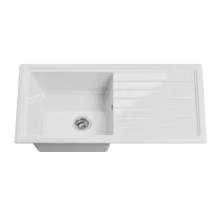 Butler & Rose 1 Bowl White Ceramic Kitchen Sink with Reversible Drainer - 1010 x 525mm