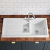 Butler & Rose 1.5 Bowl White Ceramic Kitchen Sink with Reversible Drainer - 1010mm x 525mm