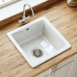 Butler & Rose Bryn 1 Bowl Fireclay Ceramic Inset/Undermount Kitchen Sink - 457mm x 457mm
