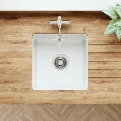 Butler & Rose Bryn 1 Bowl Fireclay Ceramic Inset/Undermount Kitchen Sink - 457mm x 457mm