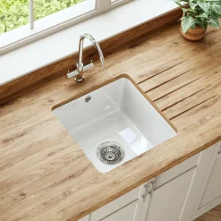 Butler & Rose Bryn 1 Bowl Fireclay Ceramic Inset/Undermount Kitchen Sink - 457mm x 457mm