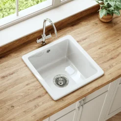Butler & Rose Bryn 1 Bowl Fireclay Ceramic Inset/Undermount Kitchen Sink - 457mm x 457mm