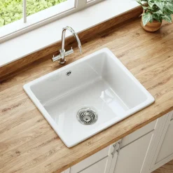 Butler & Rose Bryn 1 Bowl Fireclay Ceramic Inset/Undermount Kitchen Sink - 548mm x 442mm