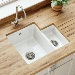 Butler & Rose Bryn 1.5 Bowl White Fine Fireclay Ceramic Inset/Undermount Kitchen Sink - 549 x 441mm