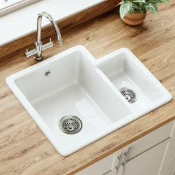 Butler & Rose Bryn 1.5 Bowl White Fine Fireclay Ceramic Inset/Undermount Kitchen Sink - 549 x 441mm