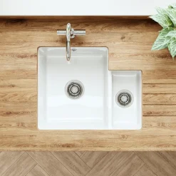 Butler & Rose Bryn 1.5 Bowl White Fine Fireclay Ceramic Inset/Undermount Kitchen Sink - 549 x 441mm