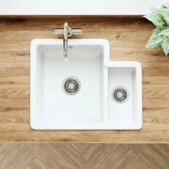 Butler & Rose Bryn 1.5 Bowl White Fine Fireclay Ceramic Inset/Undermount Kitchen Sink - 549 x 441mm