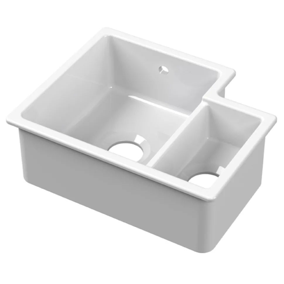 Butler & Rose Bryn 1.5 Bowl White Fine Fireclay Ceramic Inset/Undermount Kitchen Sink - 549 x 441mm