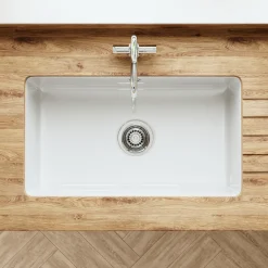 Butler & Rose Bryn XL 1 Bowl White Fireclay Ceramic Inset/Undermount Kitchen Sink - 763mm x 457mm