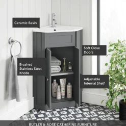 Butler & Rose Catherine Corner Cloakroom Vanity Unit with Basin
