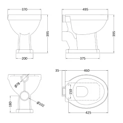 Butler & Rose Catherine High Level Toilet with Pan, Cistern & Flush Pipe Kit