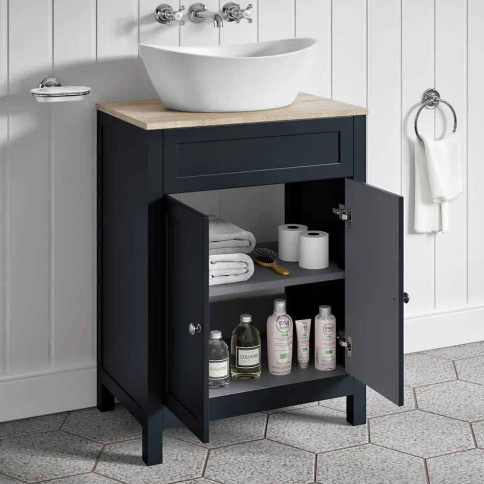 Butler & Rose Catherine 600mm Floorstanding Vanity Unit with Country Oak-Effect Countertop