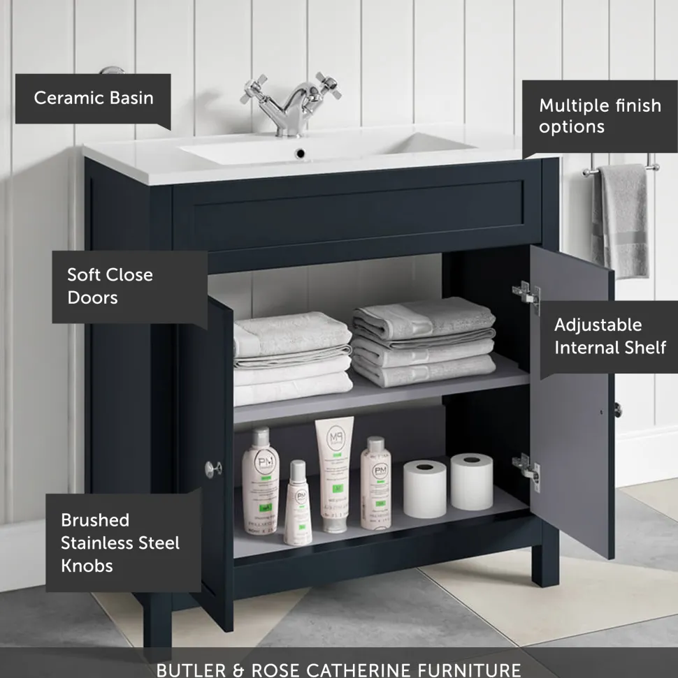 Butler & Rose Catherine Traditional 800mm Floorstanding Vanity Unit with Basin
