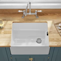 Butler & Rose Ceramic Fireclay Belfast Traditional Kitchen Sink with Weir Overflow - 595 x 455mm
