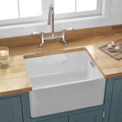 Butler & Rose Ceramic Fireclay Belfast Traditional Kitchen Sink with Weir Overflow - 595 x 455mm